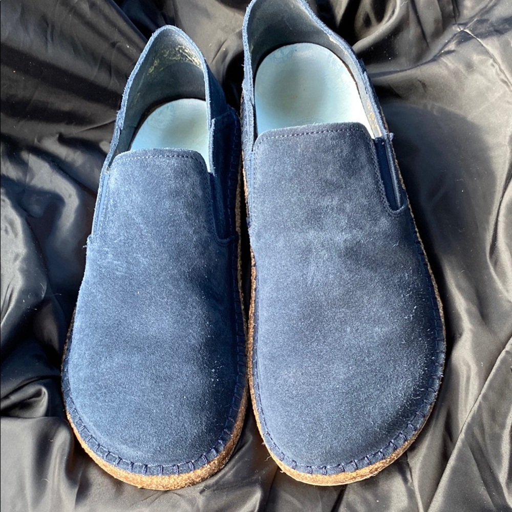 Birkenstock Blue Slip-On Loafers with Suede Finish